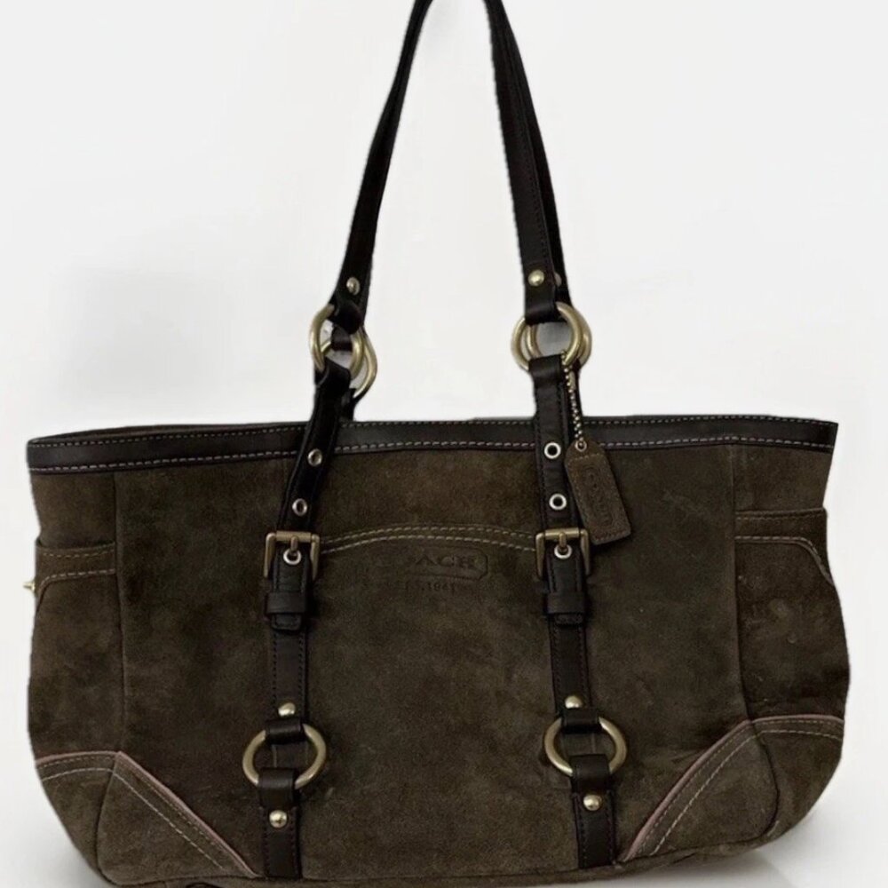 Vintage Coach Chocolate Brown Suede Shoulder Bag